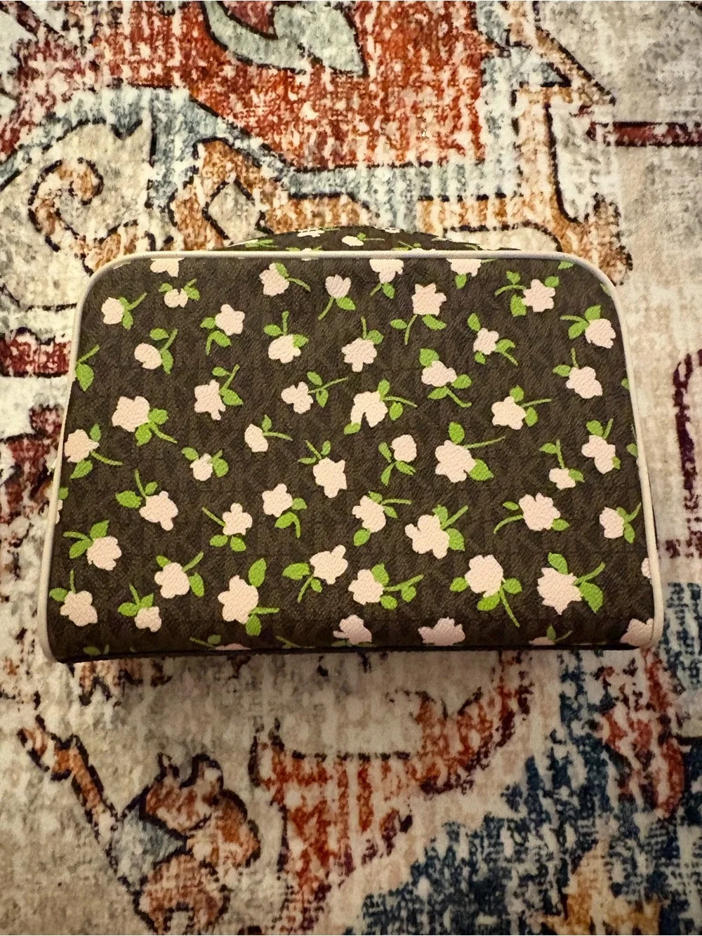 Michael Kors Brown Floral Cosmetic Pouch